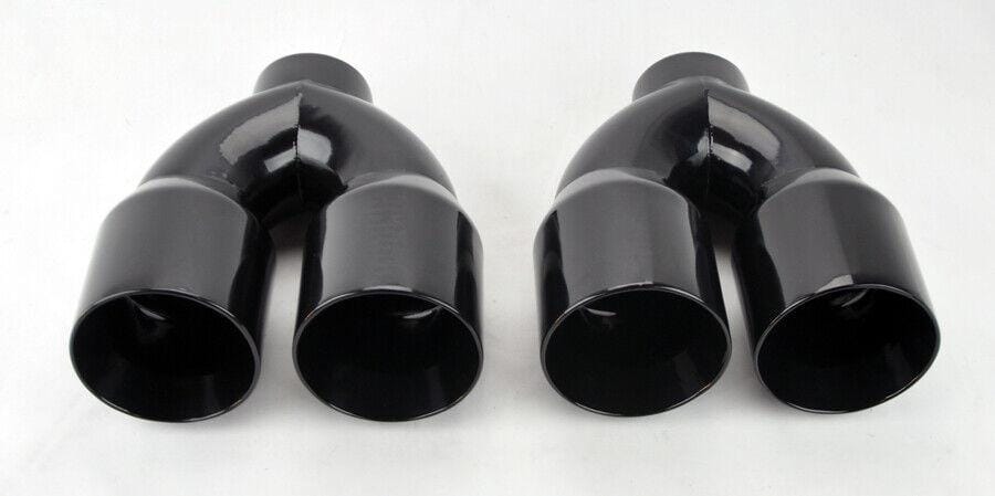 Universal 2.5in inlet Dual Exhaust Tips Quad Style Gloss Black