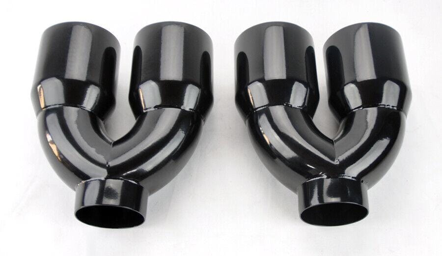 Universal 2.5in inlet Dual Exhaust Tips Quad Style Gloss Black