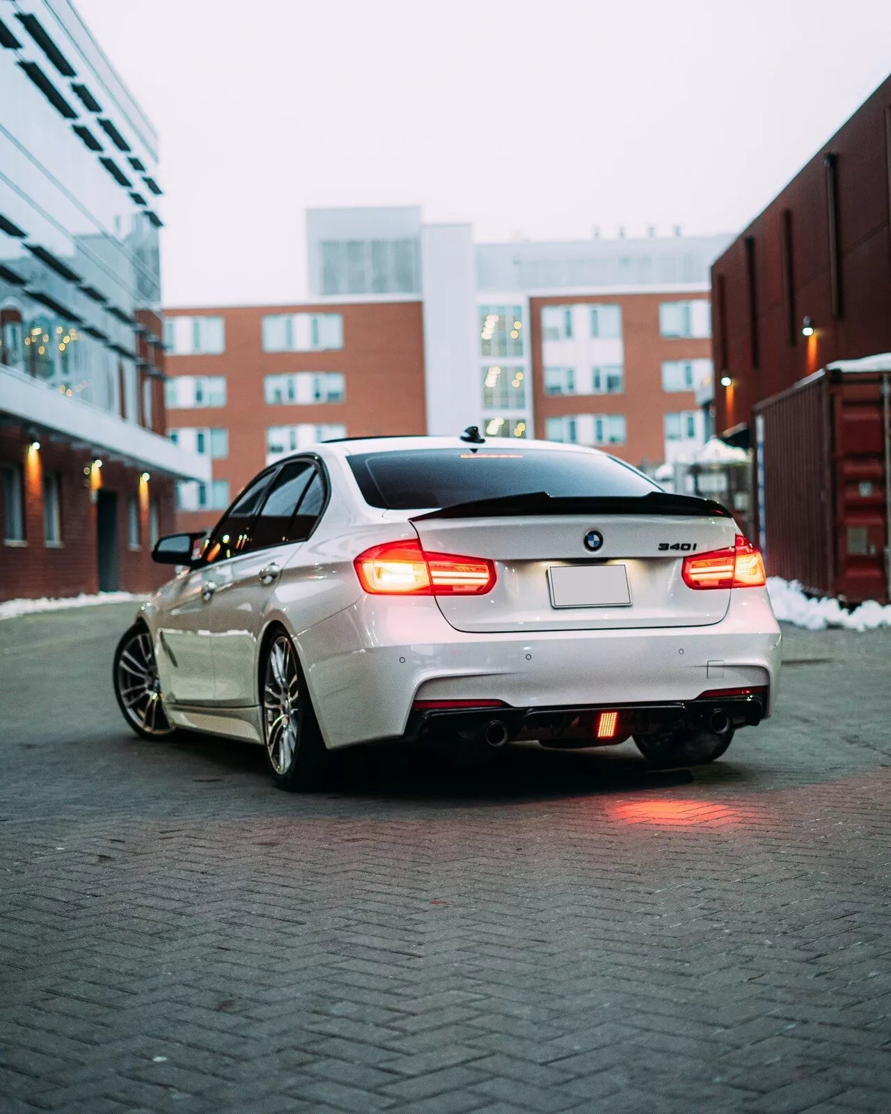 Gloss Black Rear Diffuser w/ LED - BMW 2013-2019 F30 3 Series M Sport