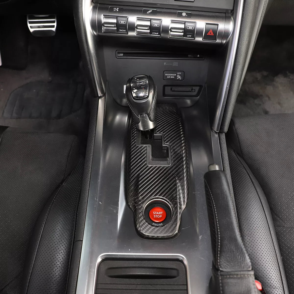 Carbon Fiber interior Central Control Gear Shift Panel Trim - Nissan GTR R35