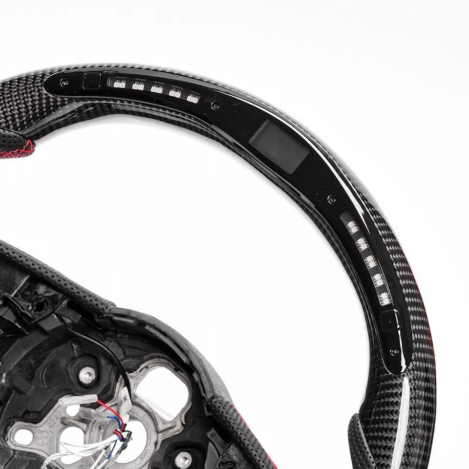 Carbon Fiber Steering Wheel w/ LED & Flat Bottom - Audi 2012-2016