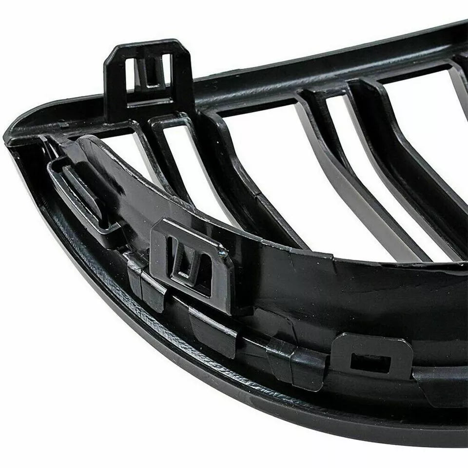 Gloss Black Dual Slat Front Kidney Grille - BMW E90 E91 3 Series Pre Lci