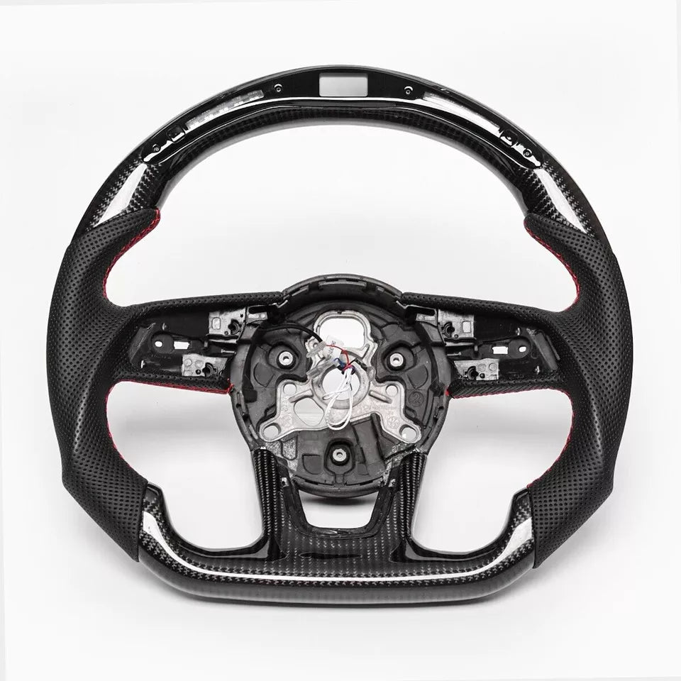 Carbon Fiber Steering Wheel w/ LED & Flat Bottom - Audi 2012-2016
